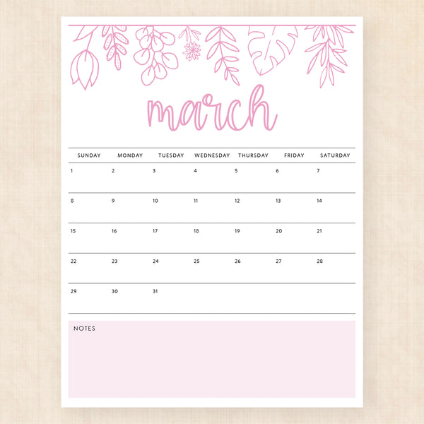 march 2026 calendar delicate daffodils