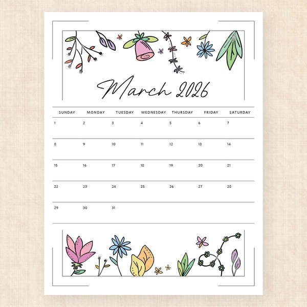 march 2026 calendar azalea anthem