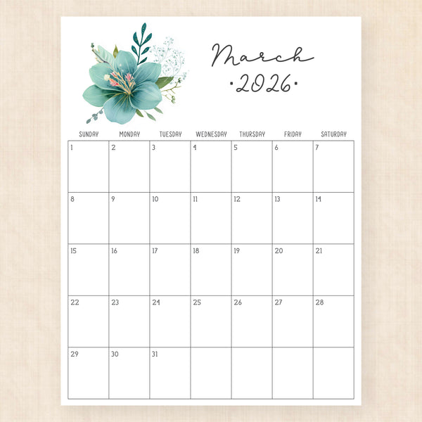 march 2026 calendar pastel paradise