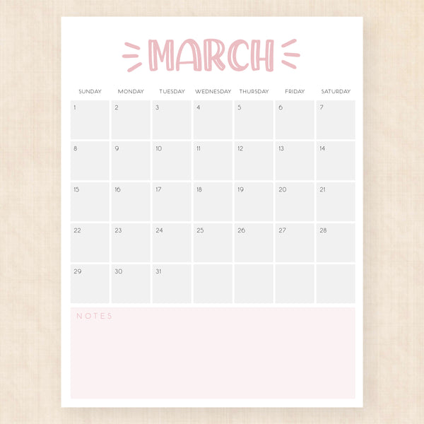 march 2026 calendar sassy splash