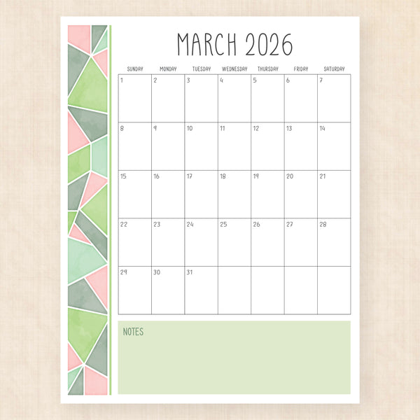 march 2026 calendar midsummer mosaic