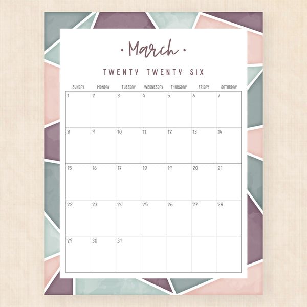 march 2026 calendar majestic mosaic