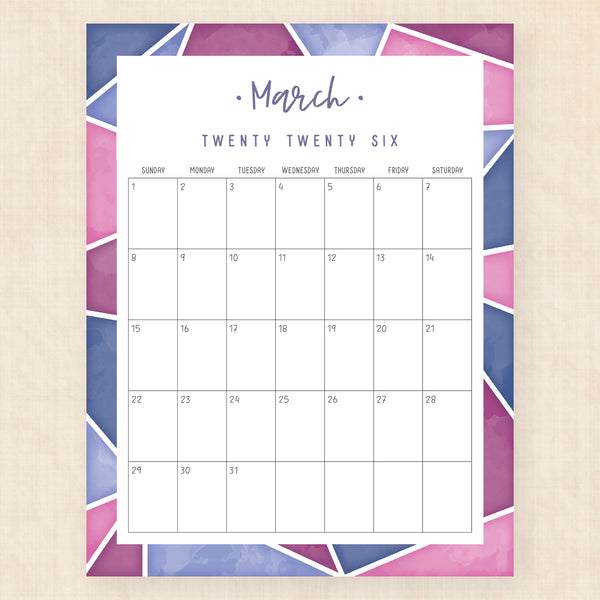 march 2026 calendar midnight mosaic