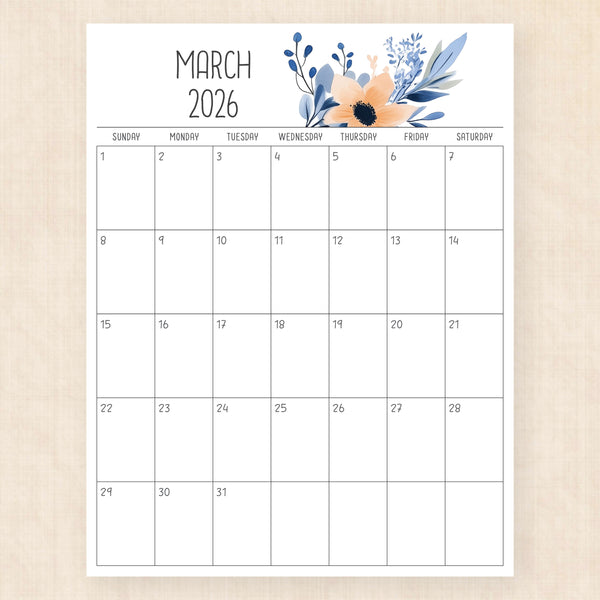 march 2026 calendar royal reverie