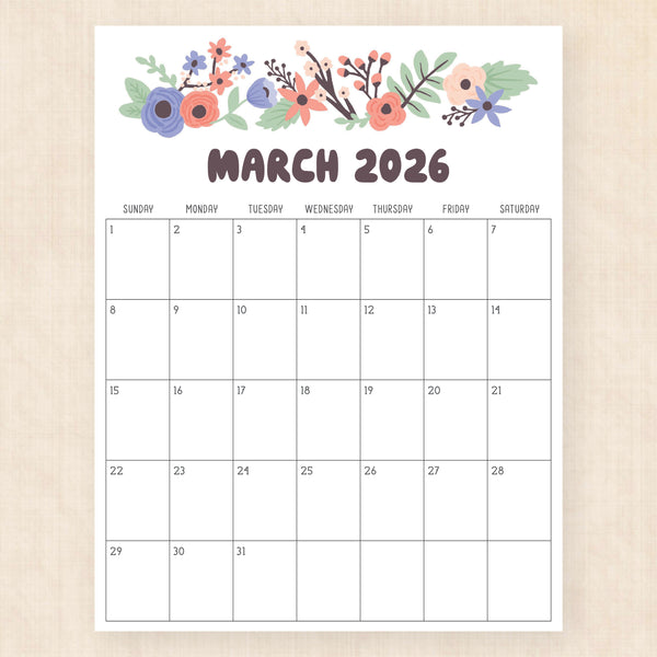 march 2026 calendar driftwood dreams