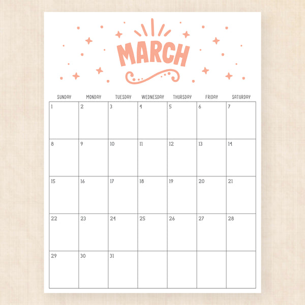 march 2026 calendar heavenly haze