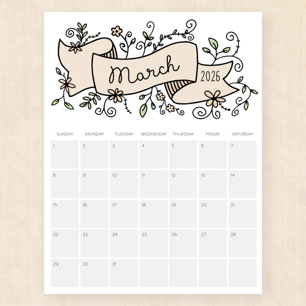 march 2026 calendar lavish lillies