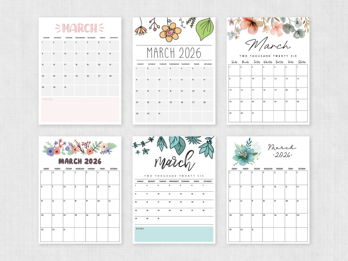 march 2026 printable calendar