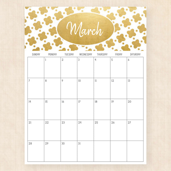 march 2027 calendar golden glamour