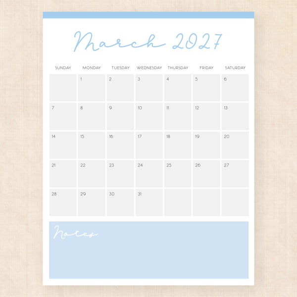 march 2027 calendar serene symphony