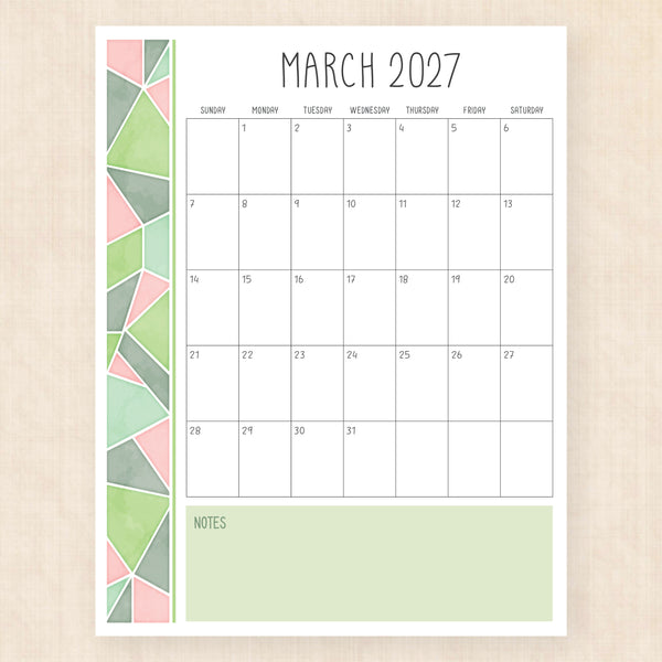 march 2027 calendar midsummer mosaic