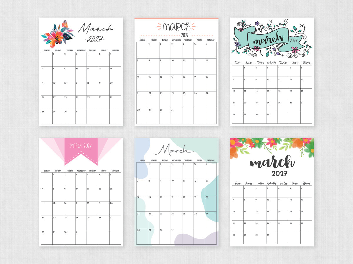 march 2027 printable calendar