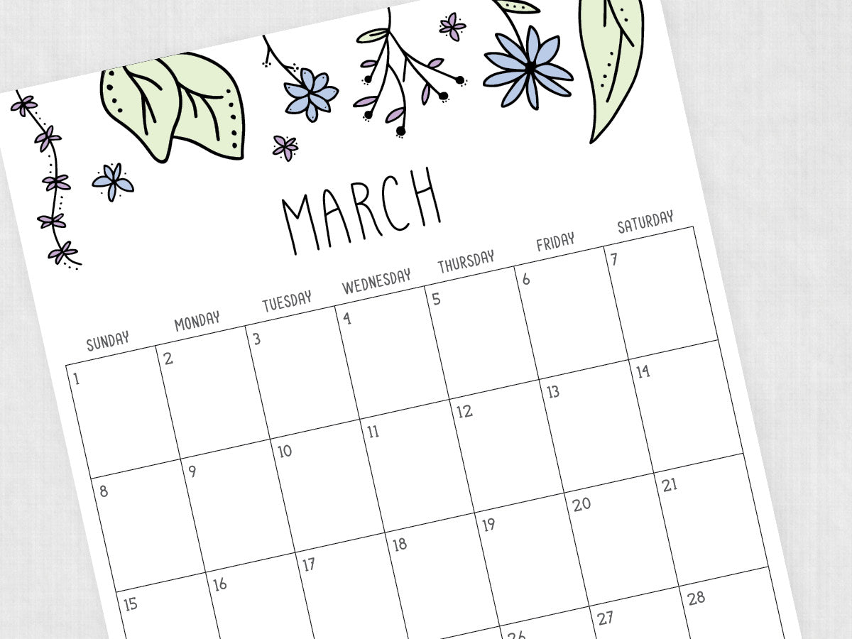 March Calendar · Printable PDF Template