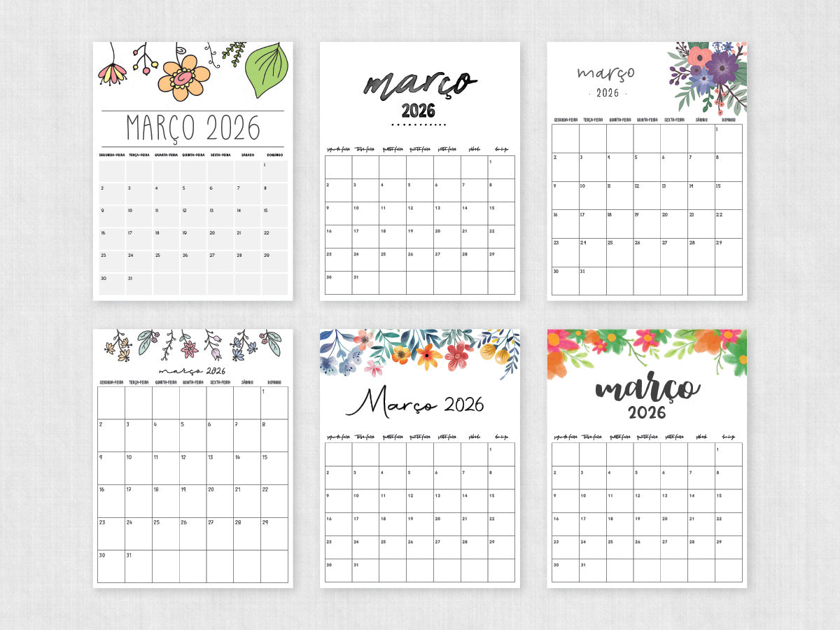 março 2026 calendário pdf