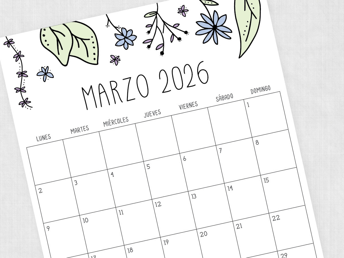 marzo 2026 calendario plantilla