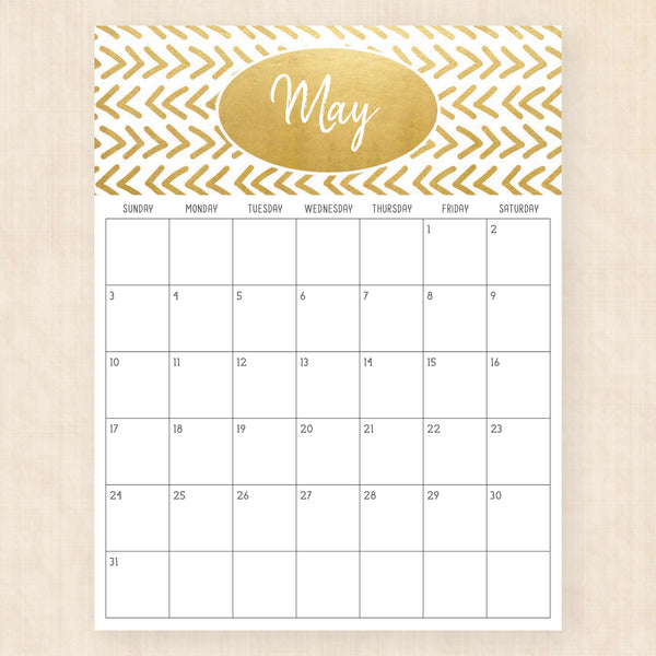 may 2026 calendar golden glamour