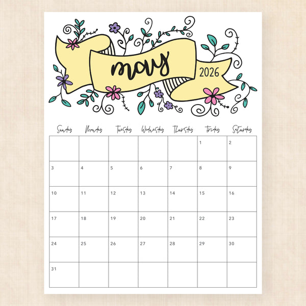 may 2026 calendar luminous lillies