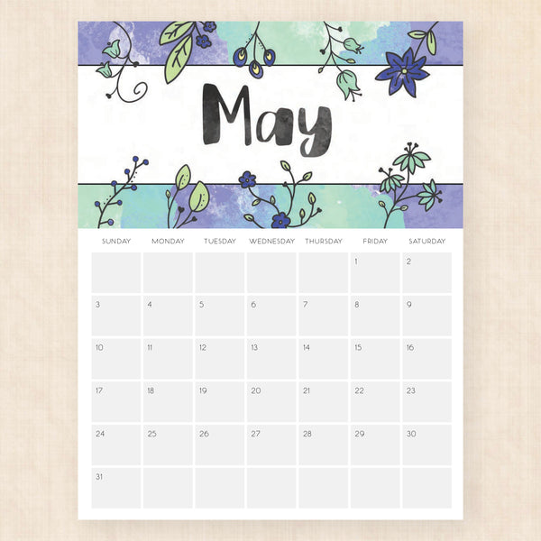 may 2026 calendar brilliant blossoms