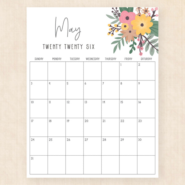 may 2026 calendar petunia punch