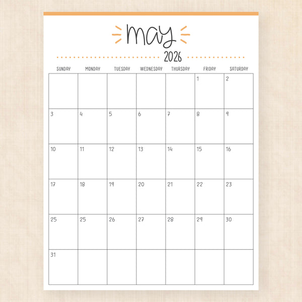 may 2026 calendar buzzy burst
