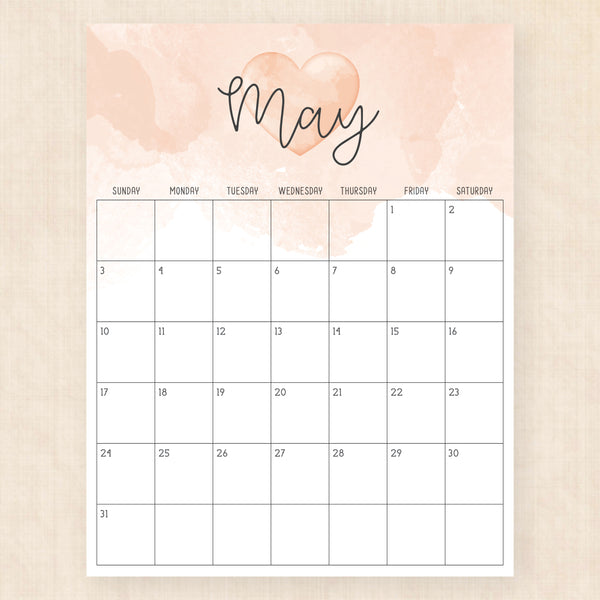 may 2026 calendar colorful crush