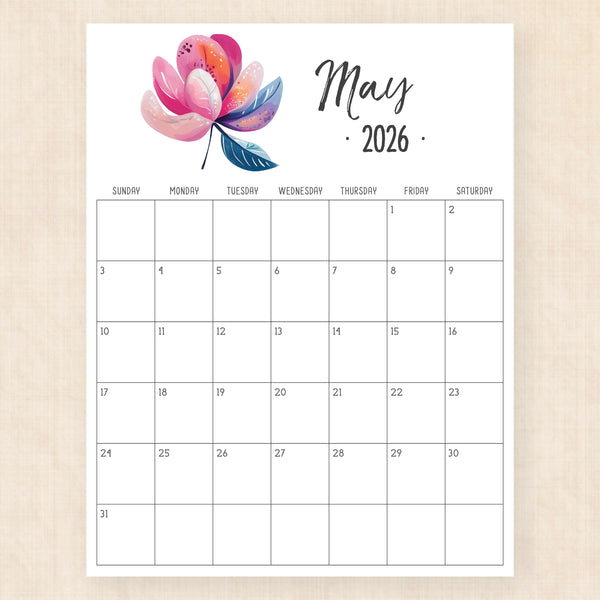 may 2026 calendar hibiscus harmony