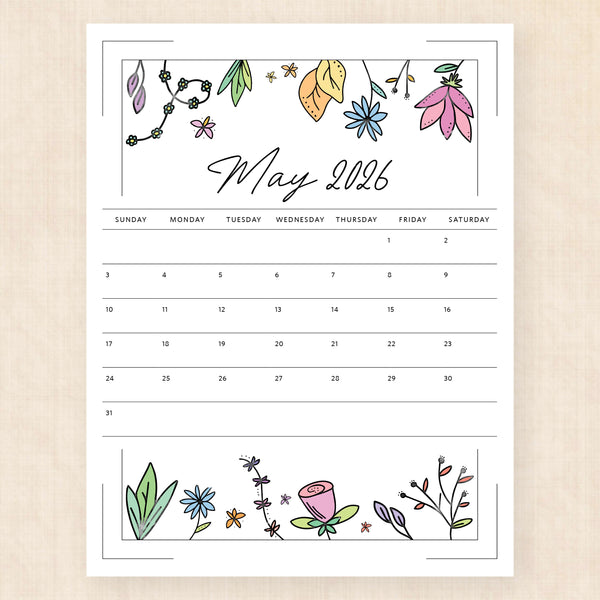 may 2026 calendar azalea anthem