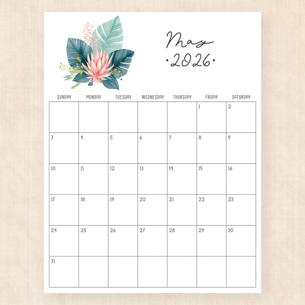 may 2026 calendar pastel paradise