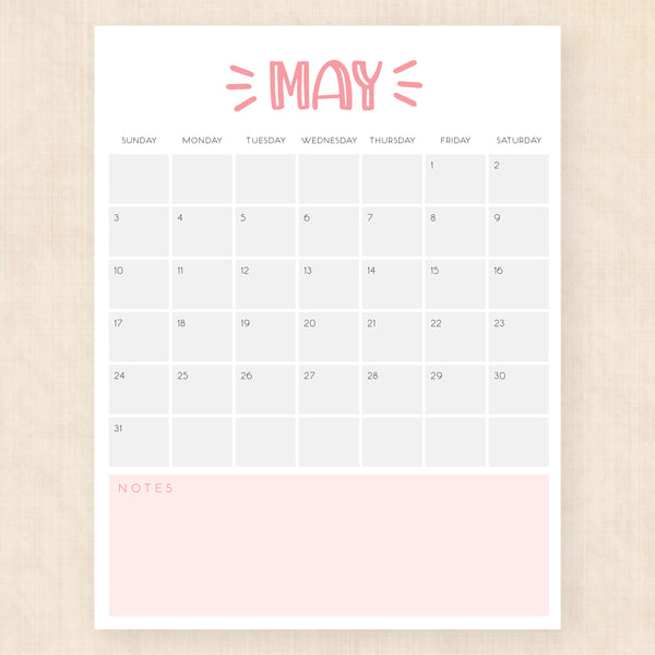 may 2026 calendar sassy splash