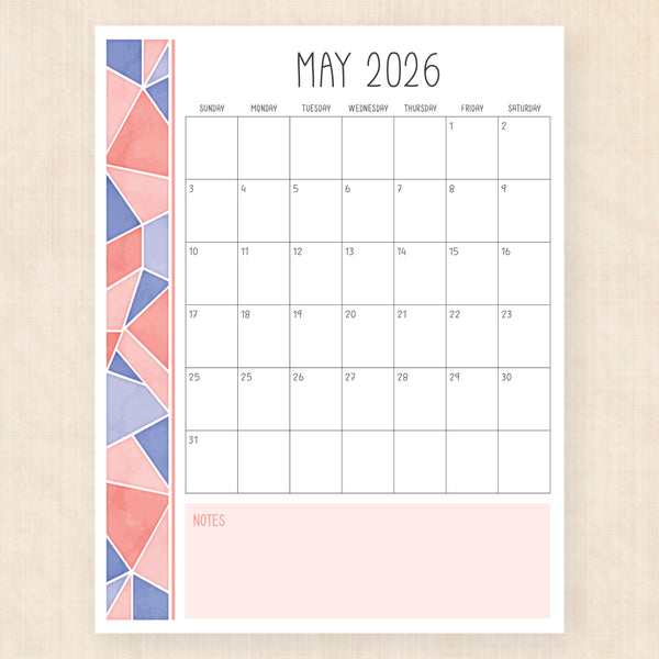 may 2026 calendar midsummer mosaic