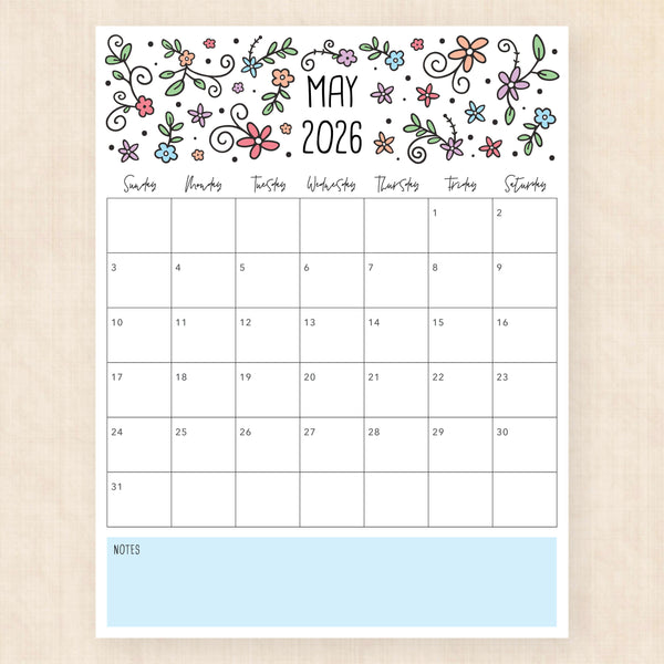 may 2026 calendar lovely lillies