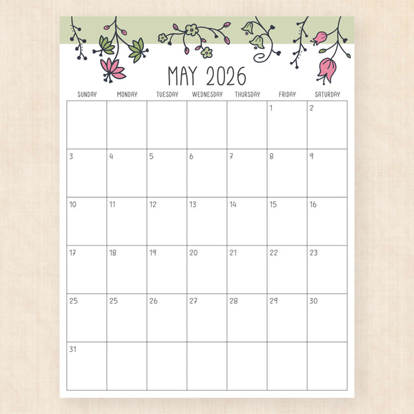 may 2026 calendar sunlight solace
