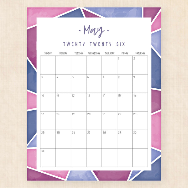 may 2026 calendar midnight mosaic