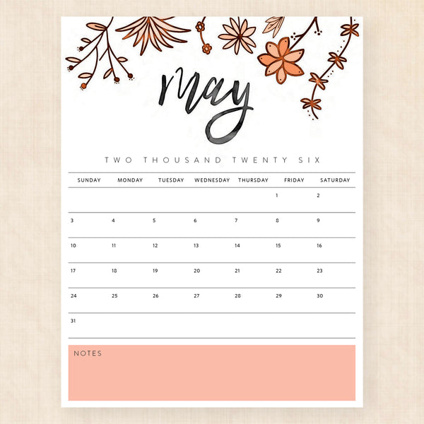 may 2026 calendar pixie prairie