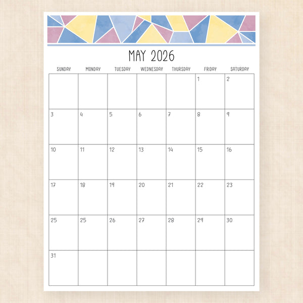 may 2026 calendar magic mosaic