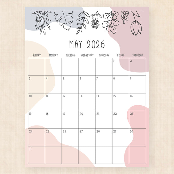 may 2026 calendar rustic rhapsody