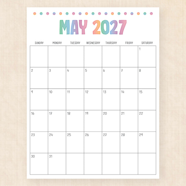 may 2027 calendar electric echo