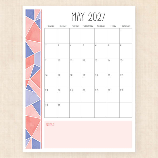 may 2027 calendar midsummer mosaic