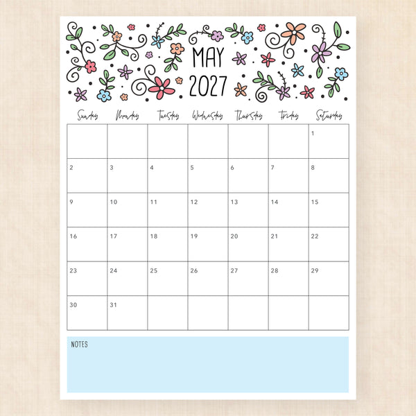 may 2027 calendar lovely lillies