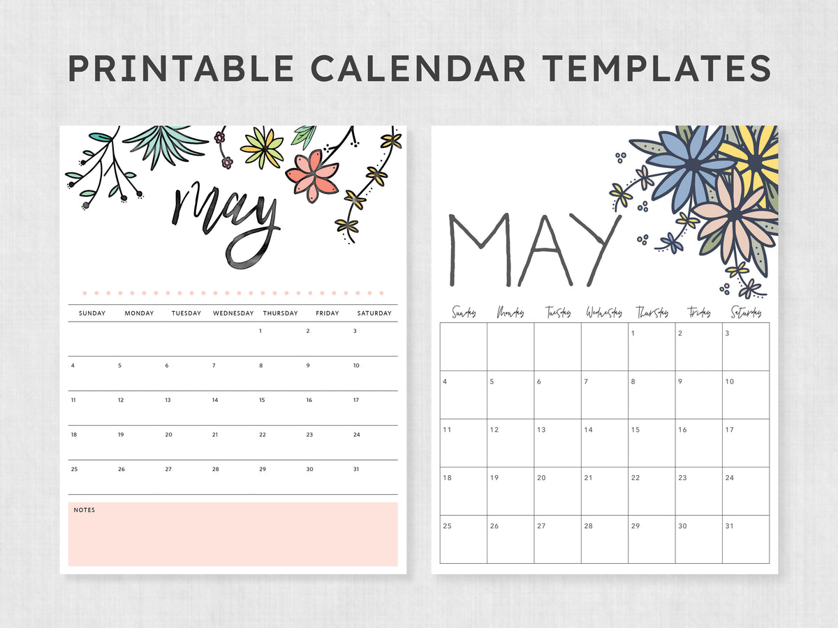 May Calendar · Printable PDF Template