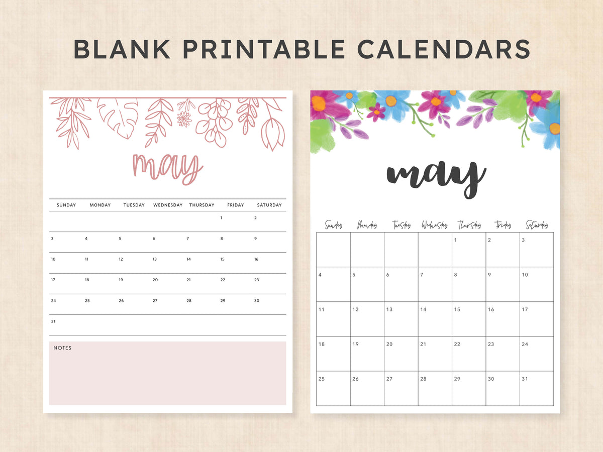 May Calendar Printable PDF Template