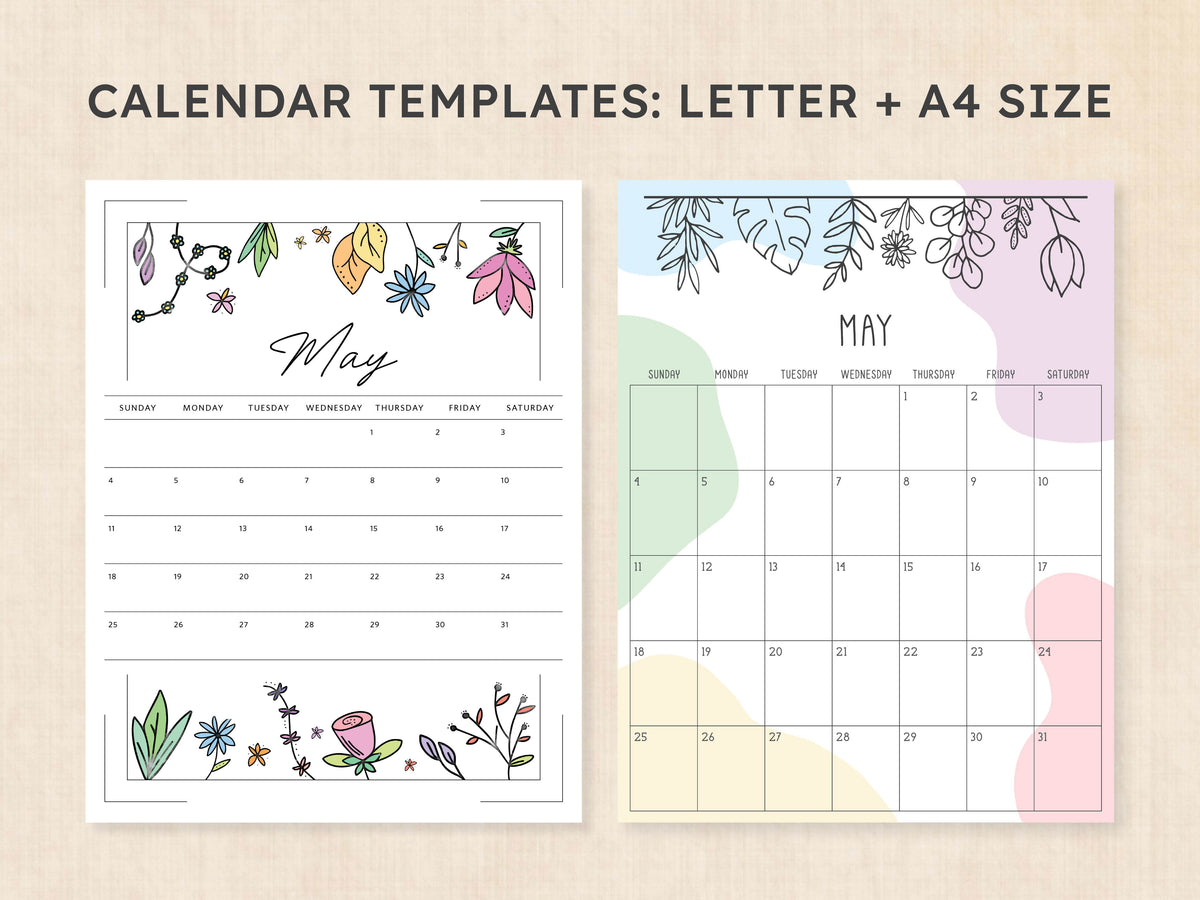 May Calendar · Printable PDF Template