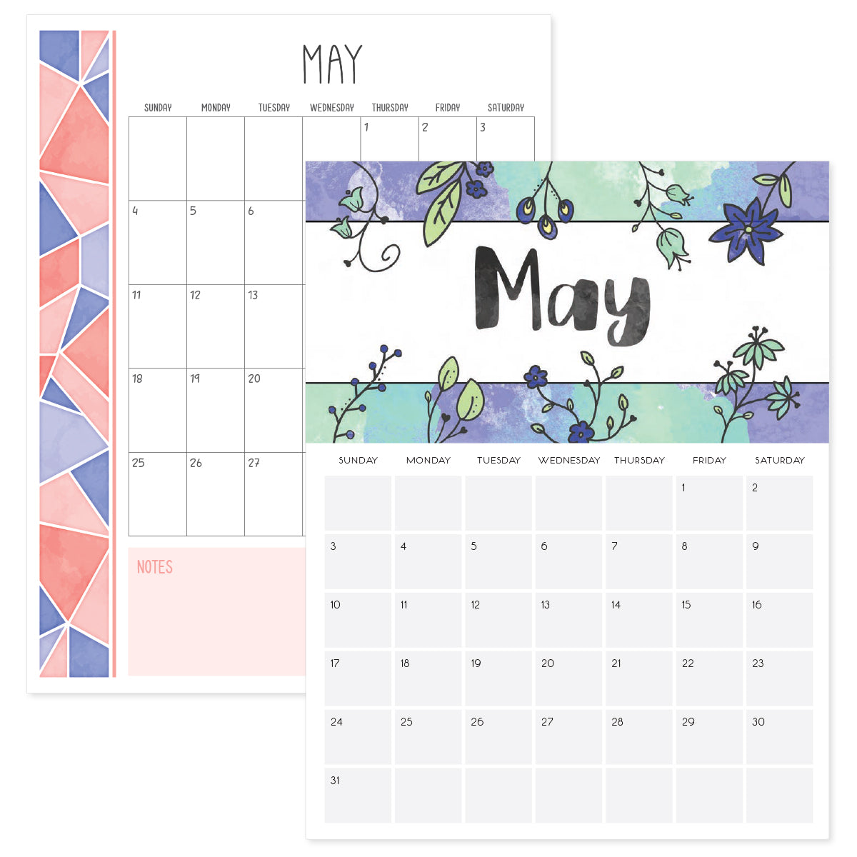 May Calendar · Printable PDF Template