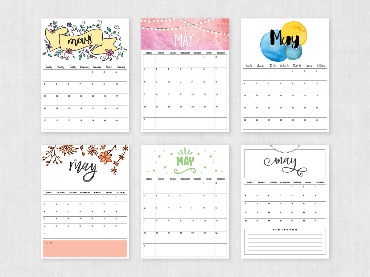 May Calendar · Printable PDF Template