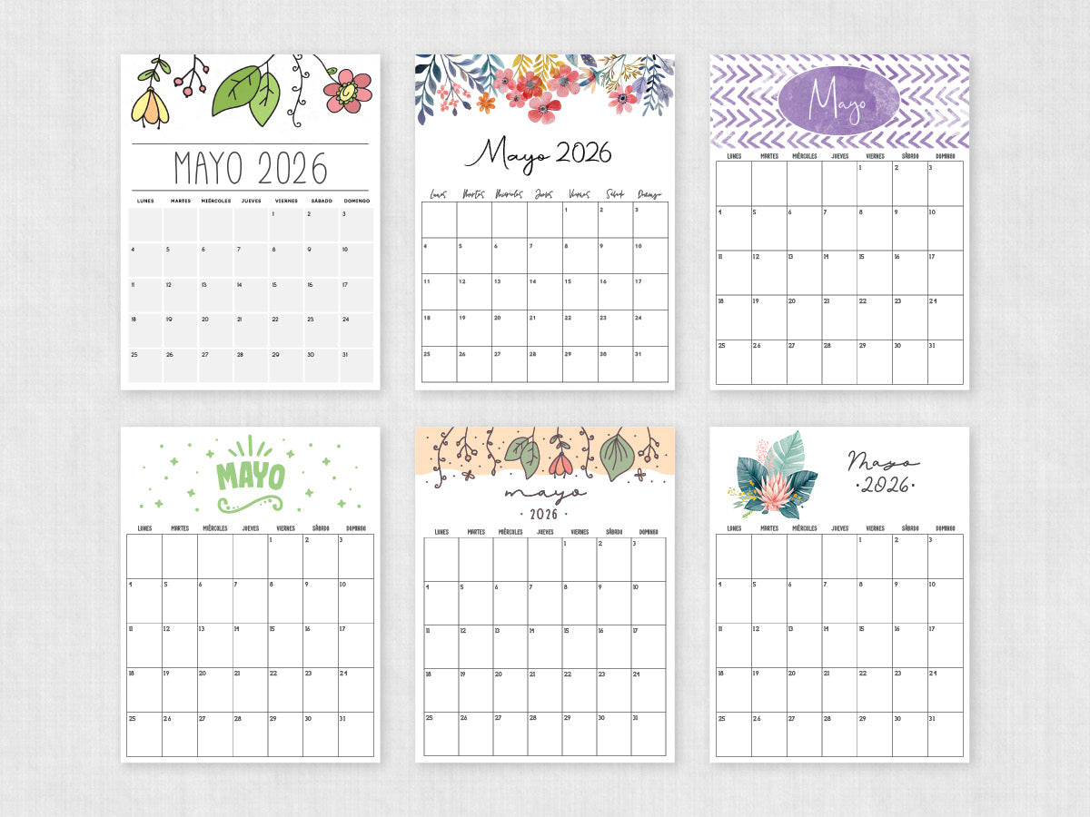 mayo 2026 calendario imprimible