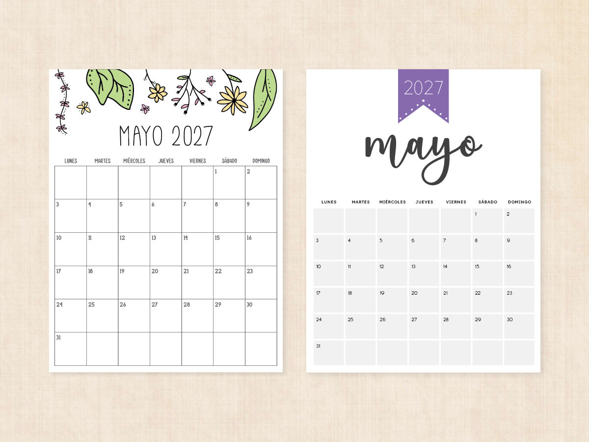 mayo 2027 calendario en blanco