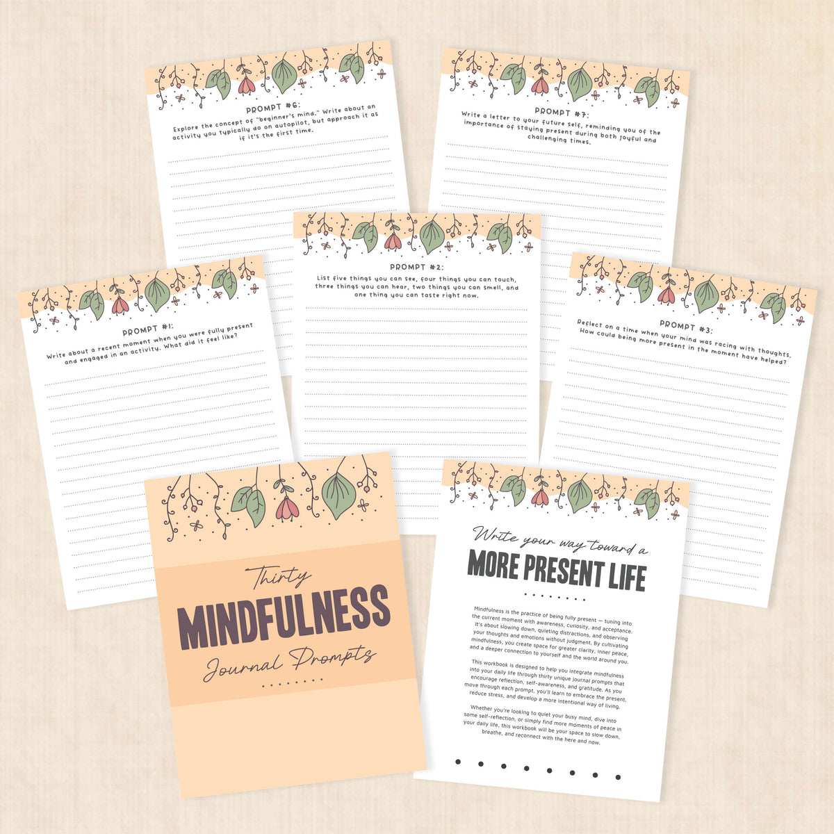 Mindfulness Journal Prompts · PDF Workbook