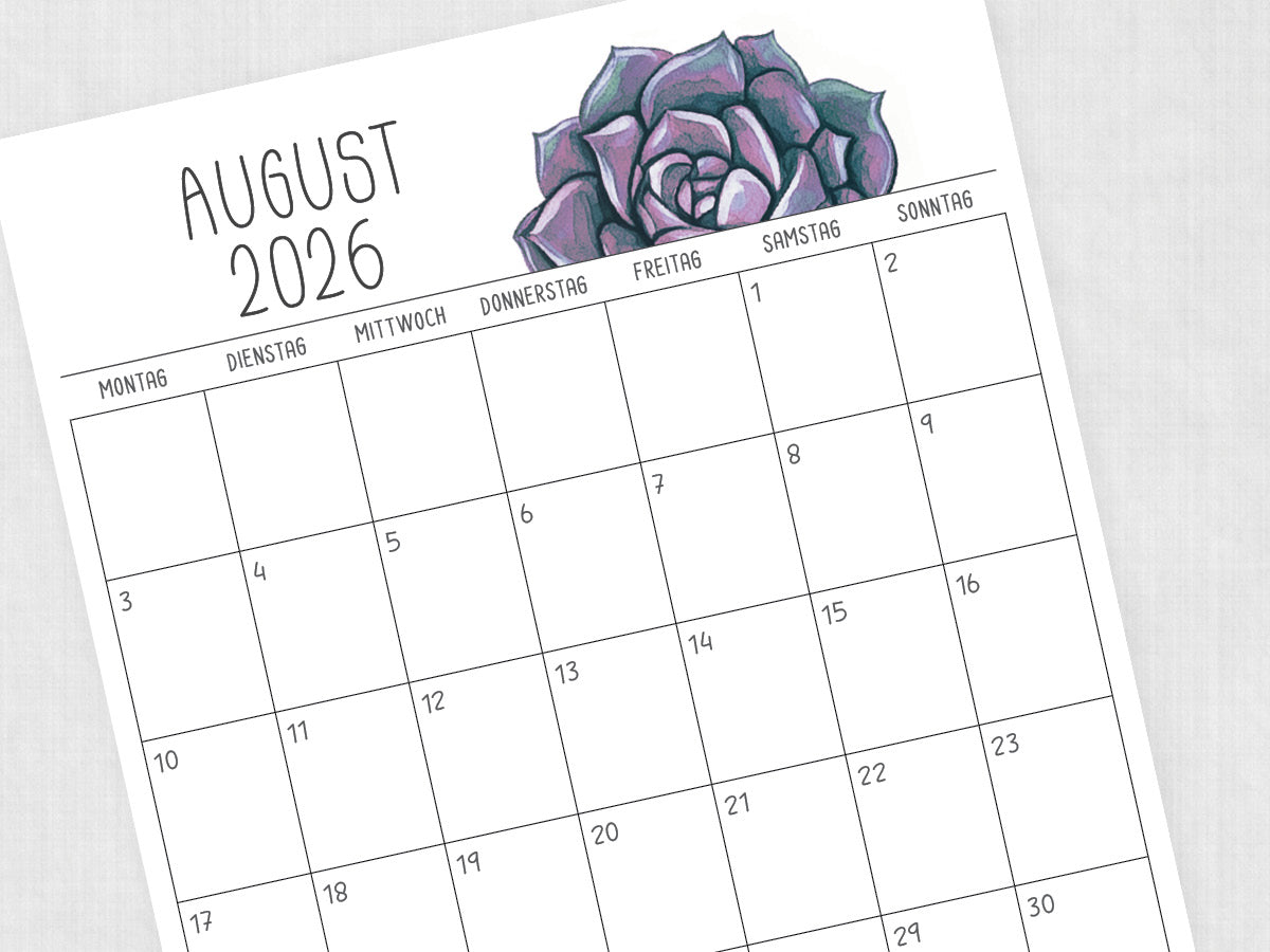 monatskalender august 2026