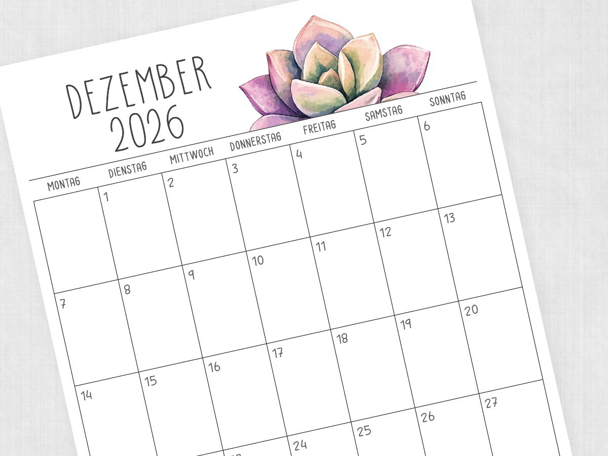 monatskalender dezember 2026