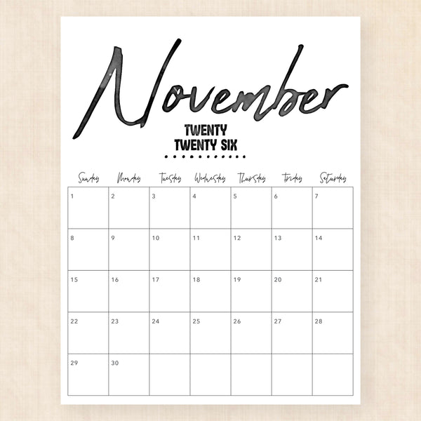 november 2026 calendar zebra zest